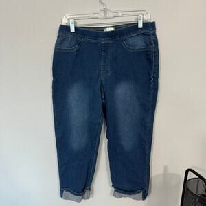 Just Be... Pull On Cropped Jeans Women's Size Medium Cotton Blend Rolled Hem
